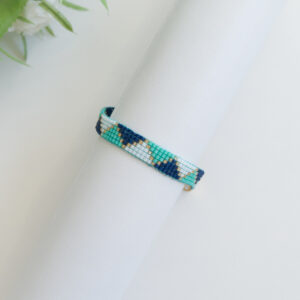 Miyuki Turquoise Navy Gold weefarmbandje