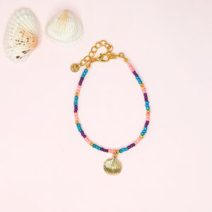 Armband teal pink purple shell