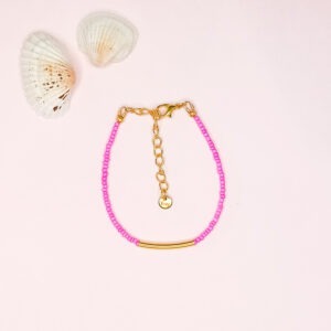 Armbandje kralen tube gold