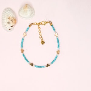 Armband kralen hearts aqua mint
