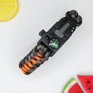 Survival Paracord Bracelet Orange Grey Black - Man